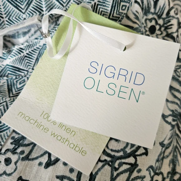 Sigrid Olsen Womens Tunic top XL Linen Floral Boho Beach Resort Lightweight - Picture 8 of 8